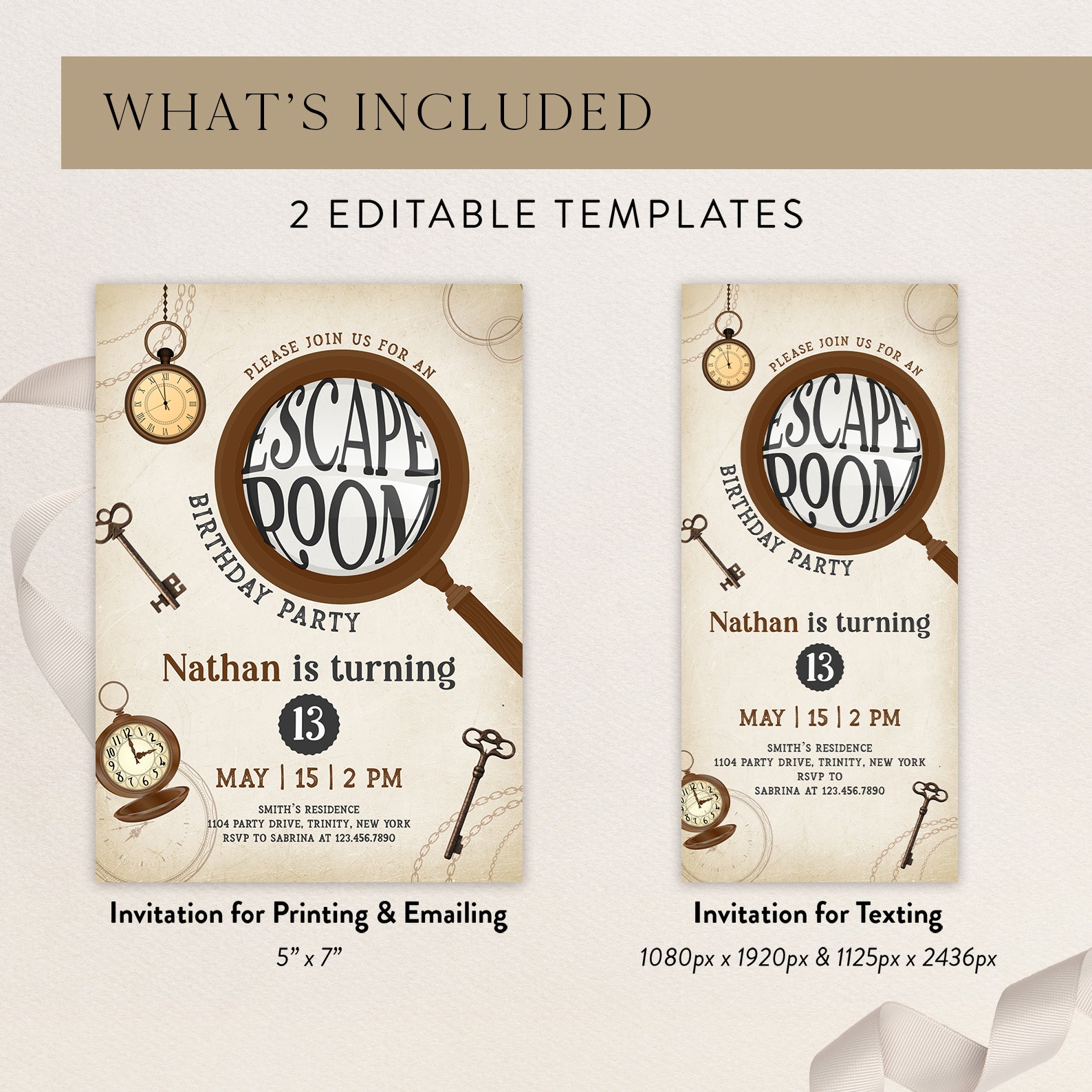 escape-room-13th-birthday-invitation-with-vintage-accents-blushberrie for Free Printable 13th Birthday Invitations Escape Room 13th Birthday Invitation with Vintage Accents – Blushberrie for Free Printable 13th Birthday Invitations